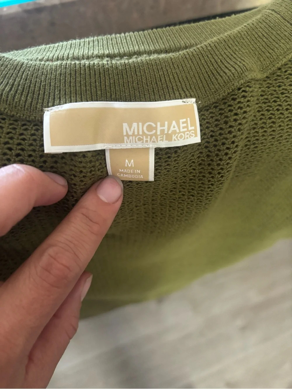 Michael Kors Olive Green Crewneck Knit Sweater size medium